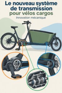 Vélo cargo équipé du nouveau système de transmission, prêt pour la ville.