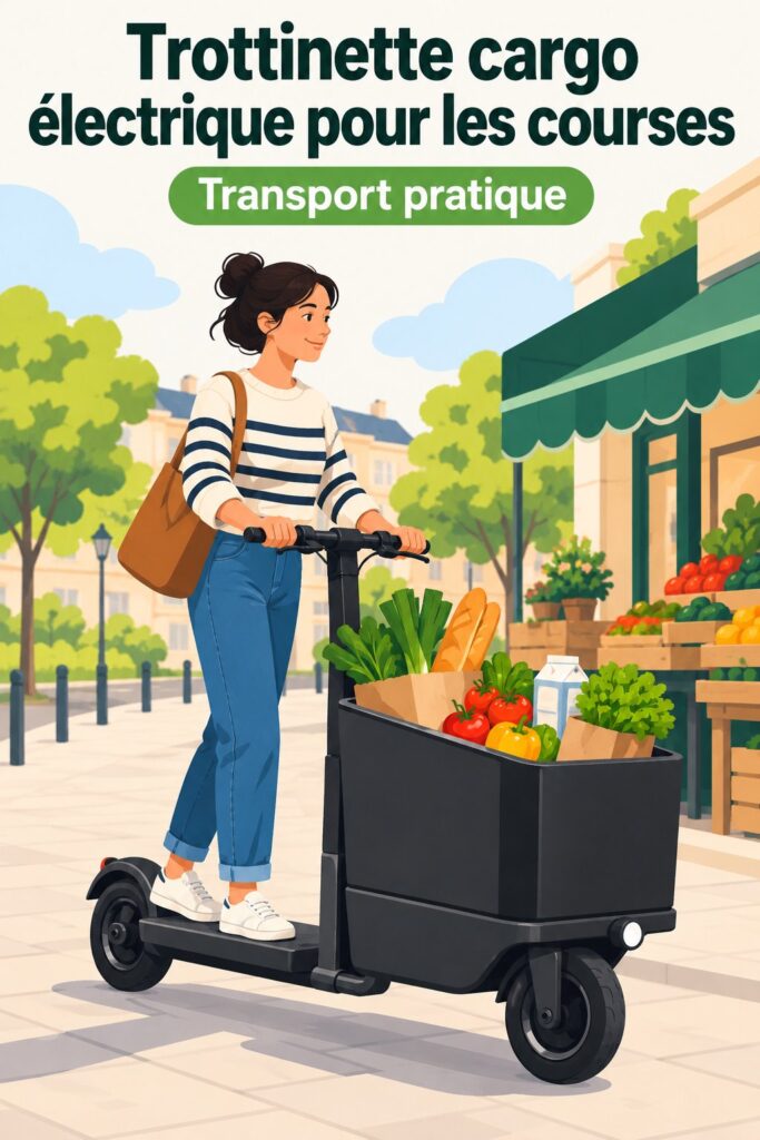 Un scooter cargo électrique sur une route urbaine, illustrant la mobilité moderne