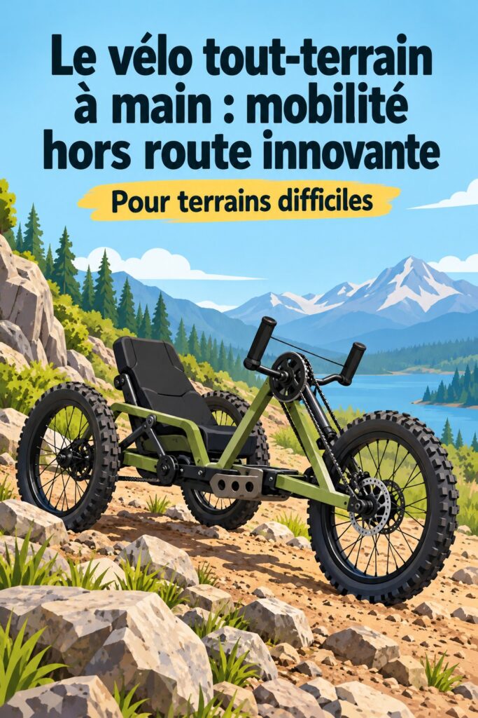 Image d'un vélo tout-terrain à main sur un chemin forestier, illustrant la mobilité innovante.